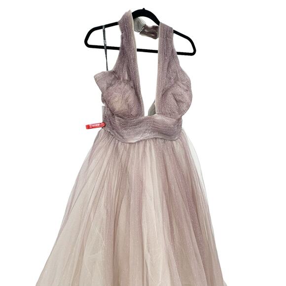 Mac Duggal 20376 Elegant Halter Neckline A-line Gown Charcoal-Ombre Size 12 NWT - Picture 7 of 12